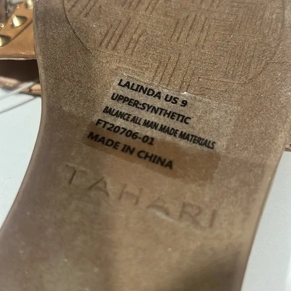 NWOT Tahari Gold Studded Sandals - Picture 9 of 9